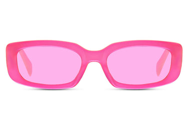 Heart-shaped sunglasses with pink lenses